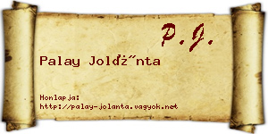 Palay Jolánta névjegykártya